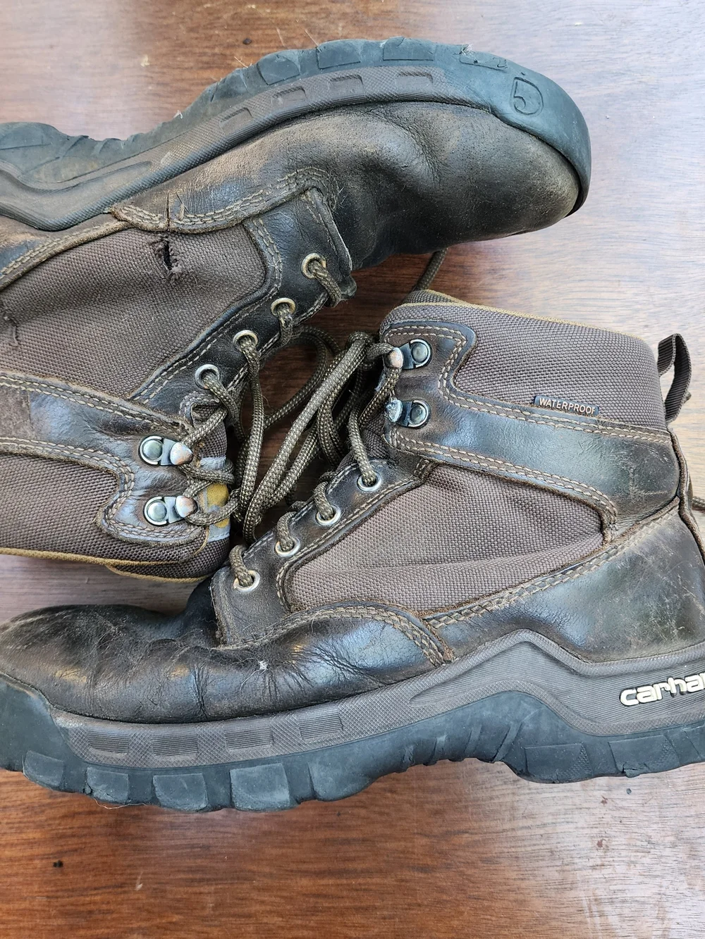 Carhartt Men's Brown Leather Waterproof 6 In Work Hiking Boots Non Safety Toe8.5